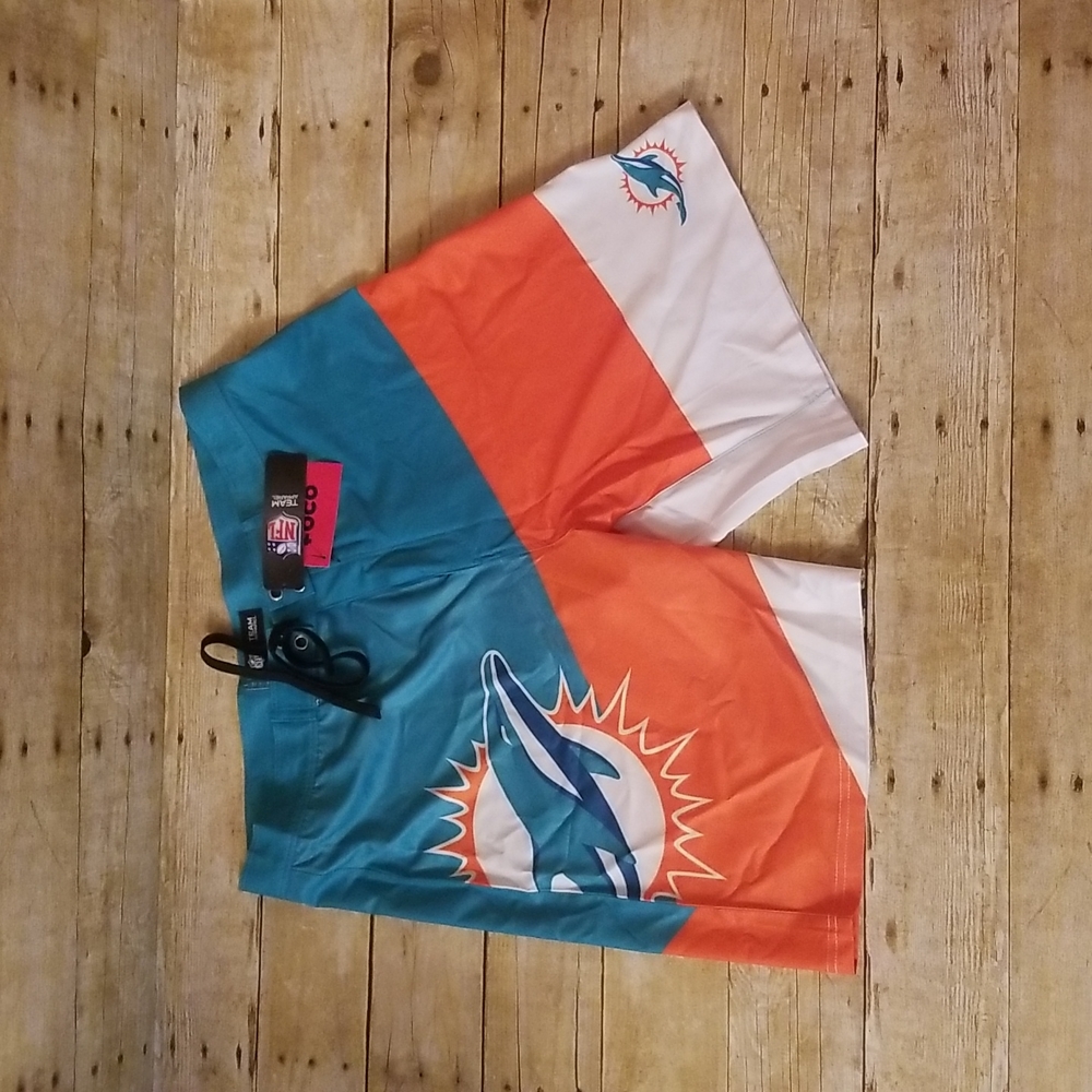 FOCO Men's NFL Color Dive Swim Boardshorts Size Men's Large Miami Dolphins